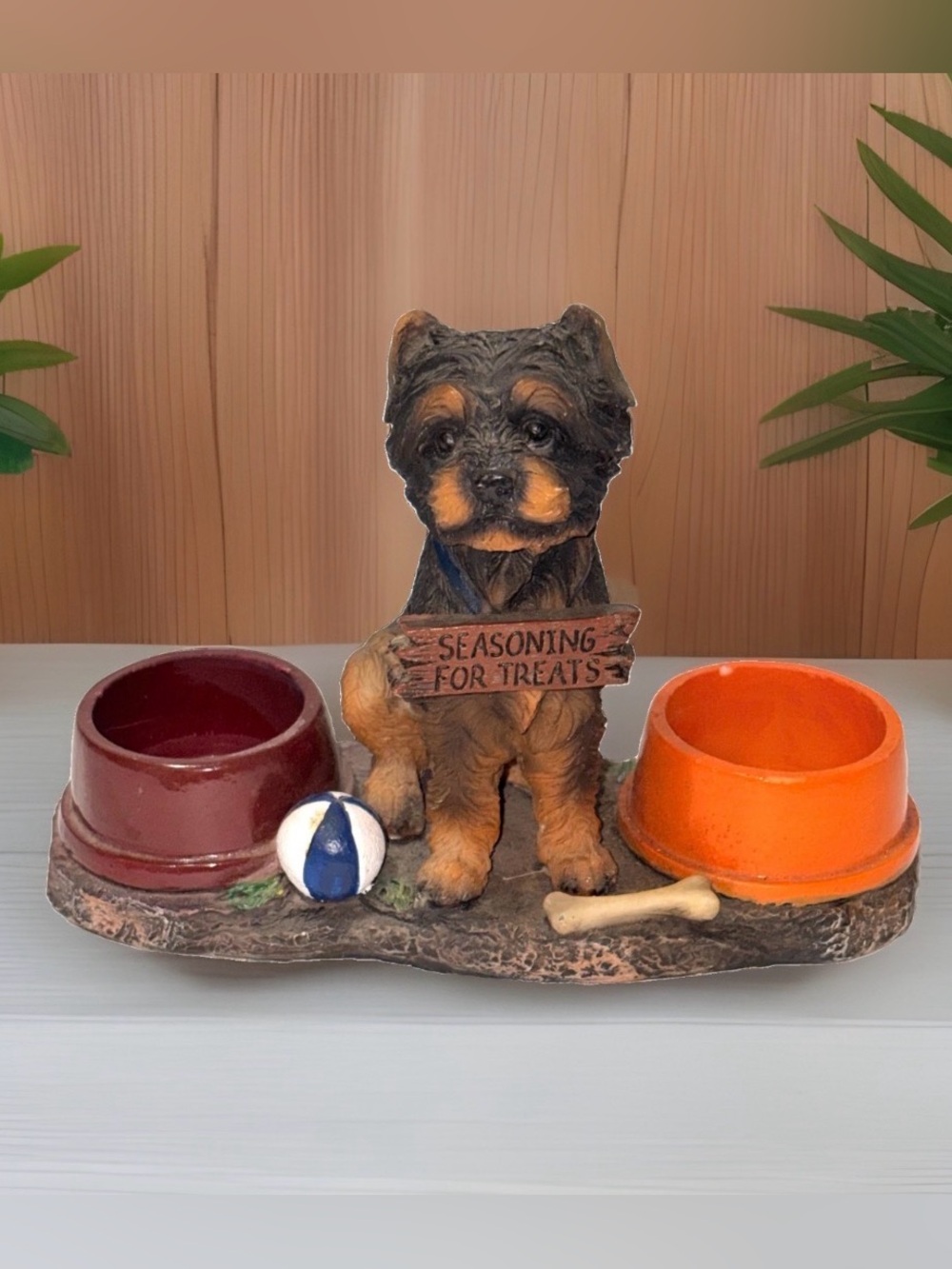 DWK 2012 Yorkie Dog Seasoning For Treats Salt and Pepper Shaker Holder Figurine
